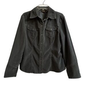 Caslon Corduroy Jacket Shacket Wintergreen Size Medium Snap Button